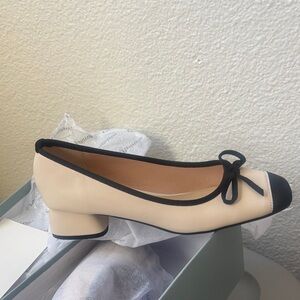 Elegant Cream and Black Ballet Flats
